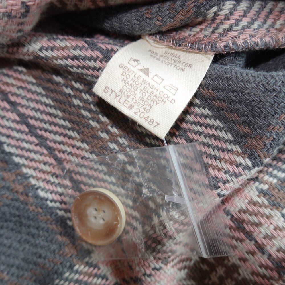 Women's Size Small Shacket Pink Plaid Soft Long Sleeve Flannel Button Down Shirt - Picture 4 of 4